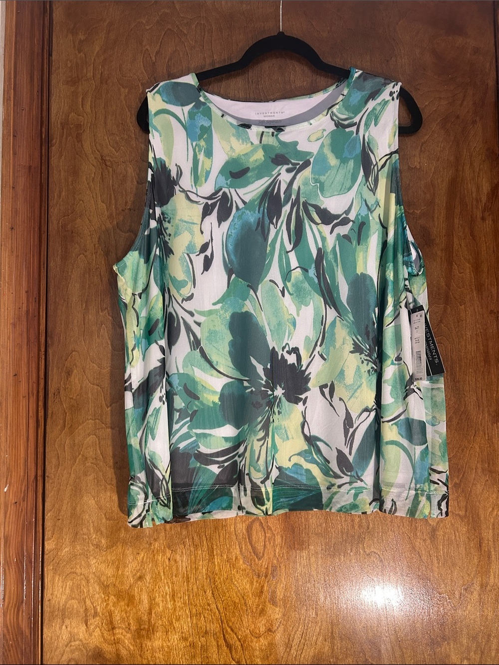 Investments Green & Teal Floral Cold-Shoulder Blouse